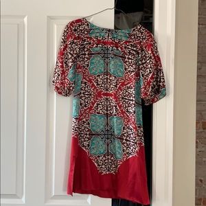 Asian print silk maxi dress